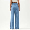 thumbnail image 7 of Lenpel Womens Cotton Linen Pants Lounge Pleated Pull on Low Rise Baggy Trousers Loose Comfy Wide Leg Clothes for Beach Vacation, 7 of 7