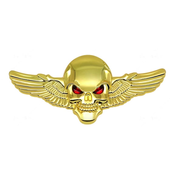 BIBABLYKE 3D Skeleton Skull Wing Emblems Metal Badge Car Badge Sticker Car Grill Body Trunk Badge Sticker Decal