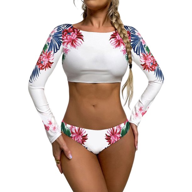 Conjunto De Bikinis 2pcs/set Bikinis Set Simple Impreso Sexy Bikini Set Beach Outfits (Púrpura L) Cgtredaw Para estrenar