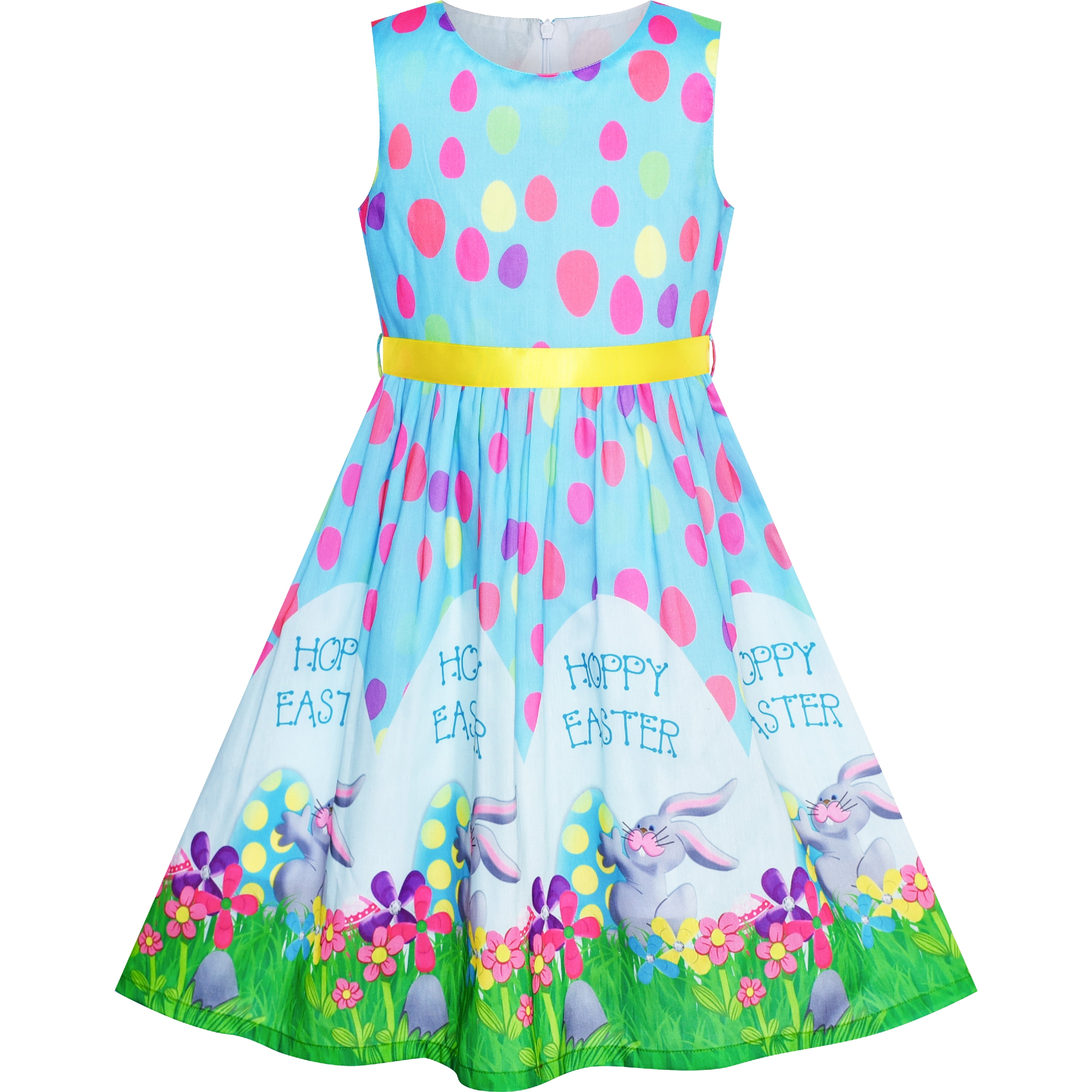 Girls Dress Easter Bunny Egg Hunt Blue Casual Party 9 10 Years Walmart