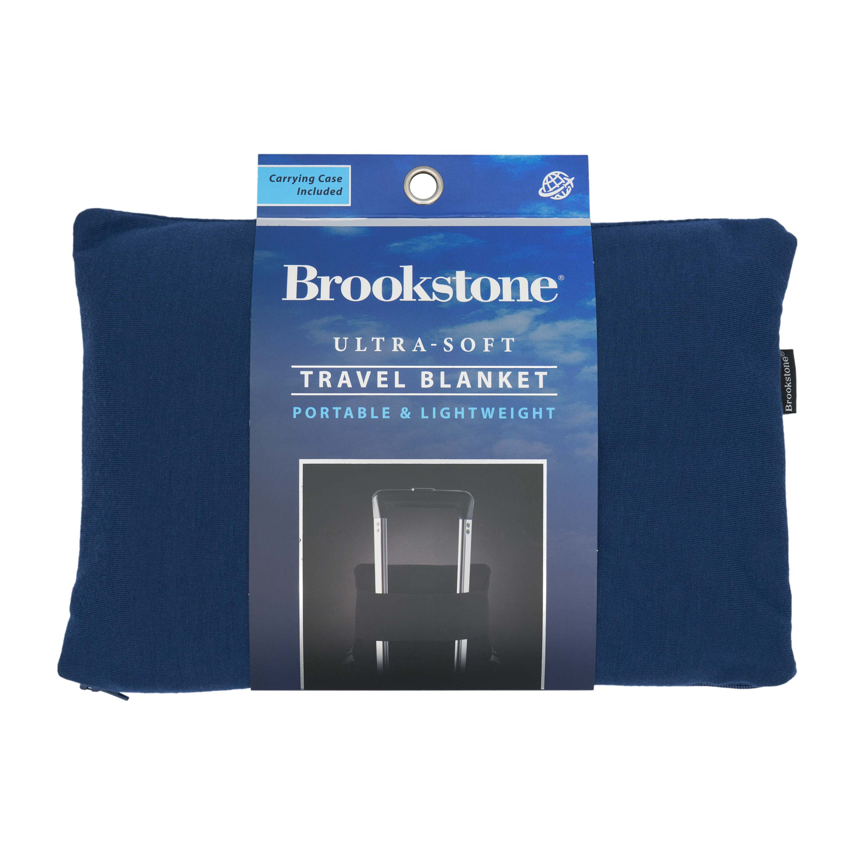 Brookstone Travel Blanket - 2 in 1 Ultra Soft Compact Portable Fleece Throw Blanket with Carrying Case