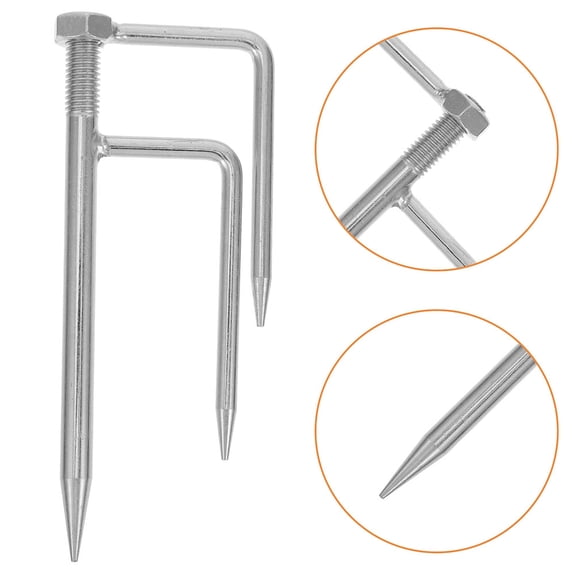 Hemobllo Portable Iron Beach Umbrella Anchor with Stable 3-Pronged Ground Spike for Outdoor Use, Set of 2