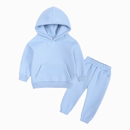 NIEWTR Toddler Baby Boy Clothes Outfit Long Sleeve Tops+Pants 2PCS Fall Winter Pullover Sweatshirts Sets Kids Clothes(A-Light Blue 5-6 Years)
