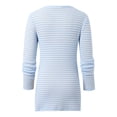 thumbnail image 3 of MHFRRA Camisa de Punto Ajustada de Manga Larga de Moda para Mujer con Aberturas Laterales y Diseño a Rayas para Una Variedad de Atuendos. Azul, 3 of 7