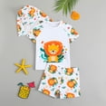 thumbnail image 5 of Boy's Swimsuits Long Sleeve Rash Guard Coconut Letter Print Trunks Cap 3 Pcs Beachwear, 5 of 9