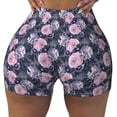 thumbnail image 2 of Rateoe Flowers Printed Power Workout Shorts for Women Tummy Control Squat Proof Ribbed Thick Seamless Scrunch Active Short-X-Large, 2 of 8
