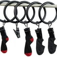 thumbnail image 6 of 14 Pack Strong Iron Metal Curtain Rings with Clips 2.5 Inch Diameter, Decorative Drapery Rustproof Curtain Rod Clip Ring, Durable Vintage Drapery Hooks with Clips (14PCS Black), 6 of 7