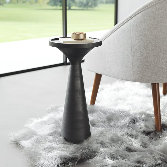 Omni Side Table Black End Table, Modern Style, Painted Mango Wood round shape tabletop, Mango Wood, Indoor Living