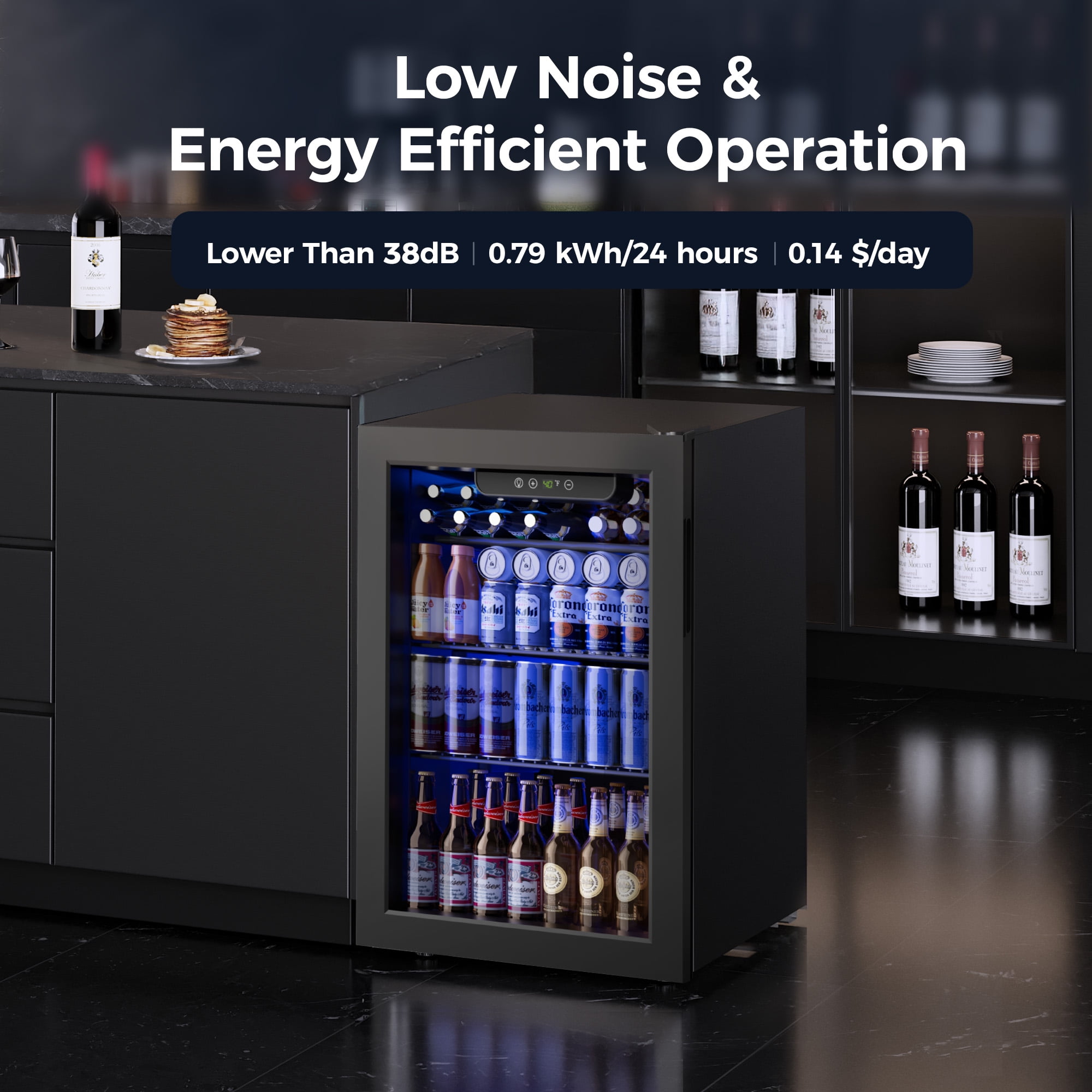 SIMZLIFE 100-Can Beverage Refrigerator, 2.6 Cu. Ft Mini