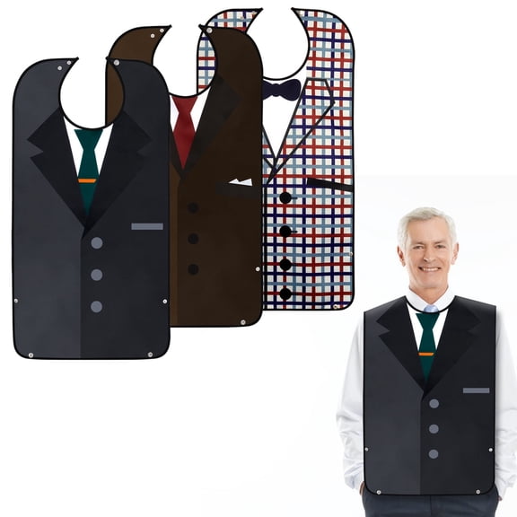 Adult Bibs, Bibs for Men Eating Washable, Reusable Adult Clothing Protectors with Crumb Catcher