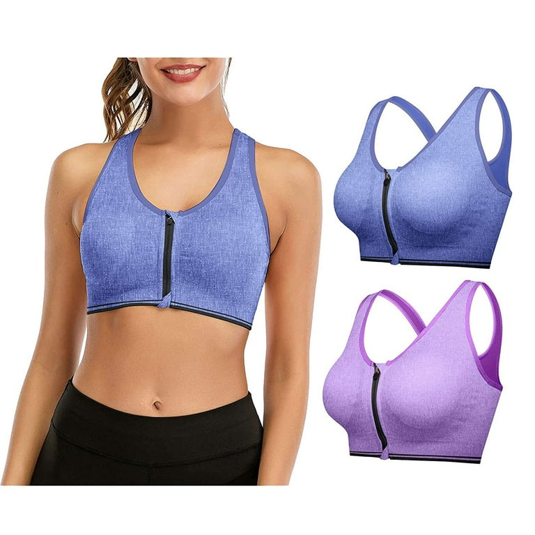 YWDJ Sports Bras for Women No Underwire Front Closure Front Clip Zip Snap  Zip Up High Impact Sports Mesh Front Hook Front Close Front Opening Closing  Zipper Without Steel Rring Shoulder C L 
