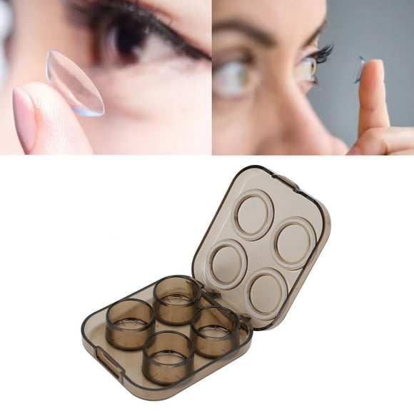 Contact Lens Case, Transparent Contact Lenses Container Protective Tweezer Clip Kit Plastic for Travel for Office Brown