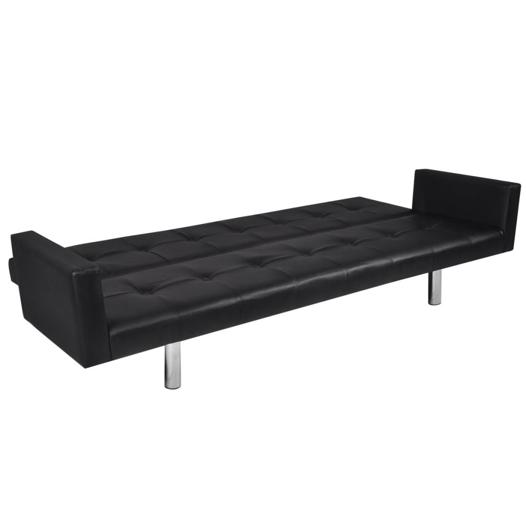 Kepooman Modern Folding Artificial Leather Sofa Bed for Home Office, Black Kepooman Modern Folding Artificial Leather Sofa Bed for Home Office, Black