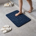 thumbnail image 3 of Evideco French Home Goods Memory Foam Bath Mat Navy Blue Pebble Design 32x20, 3 of 12