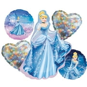 Cinderella Birthday Party PriNst 5pc Foil Balloons Bouquet Decorations