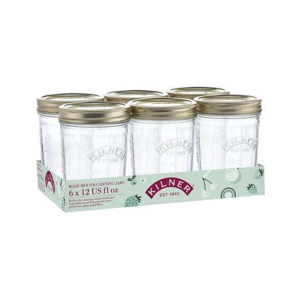 Set de 6 tarros Kilner para almacenar alimentos, boca ancha de 355 ml
