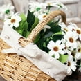 thumbnail image 2 of Hand-Woven Wicker Basket Simulation Flower Basket Single Handle Small Flower Basket with Hand Gift Basket, 2 of 8