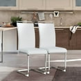 thumbnail image 1 of Dining Chairs Set of 2, PU Faux Leather Side Chair with High Back and U-Shaped Metal Legs, Upholstered Kitchen Chair, Modern Armless Chairs for Dining Room, Kitchen, Restaurant, White, 1 of 7