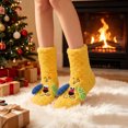 thumbnail image 4 of FAIOROI Womens Fuzzy Socks Cute 3D Dog Cartoon Winter Warm Soft Plush Slipper Socks Christmas Gift Yellow Free Size, 4 of 6