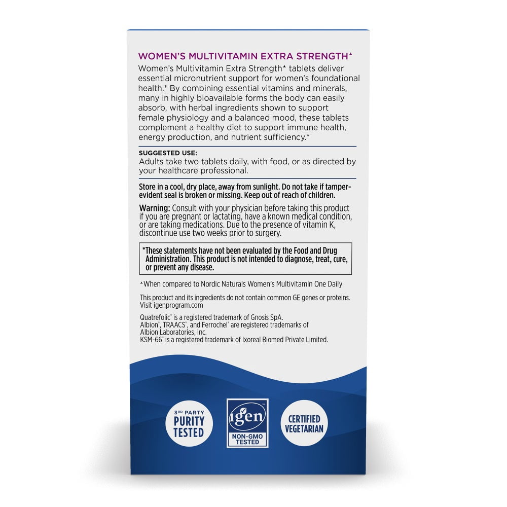 Nordic Naturals Women’s Multivitamin Extra Strength, Unflavored - 60 Count