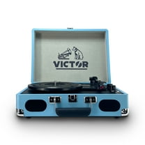 Victor Metro Plus Battery-Powered Bluetooth Suitcase Turntable | 3-Speed Vinyl Record Player with Built-in Stereo Speakers, Rechargeable Battery, RCA Output, Aux Input, and 45 RPM Adaptor, VSRP-850B