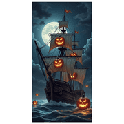 Spooky Pumpkin Pirate Ship Banner Halloween Decoration Night Scene for Party Decoration Halloween Event
