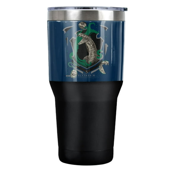 Harry Potter Slytherin Magicial Mischief Level Up Crest Stainless Steel Tumbler 30 oz Coffee Travel Cup, Vacuum Insulated & Double Wall with Leakproof Sliding Lid