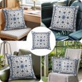 thumbnail image 4 of Throw Pillow Covers 26x26 Inch, Farmhouse Boho Decorative Pillow Cases for Couch Sofa Bed, Blue Country Vintage Chic Abstract Floral Cotton Linen Square Home Decor Pillowcases with Hidden Zipper, 4 of 9