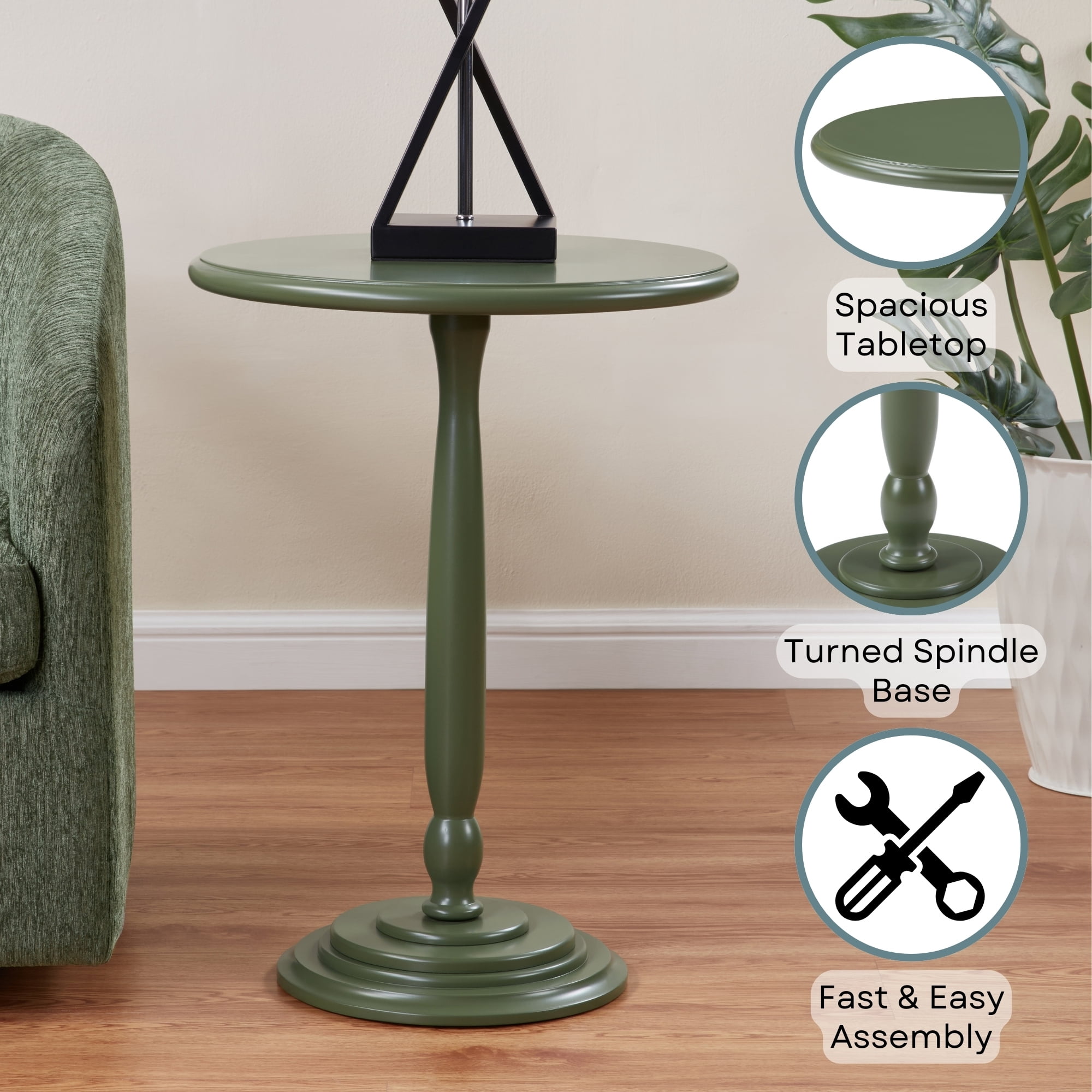Convenience Concepts Classic Accents Amelia Spindle Table, Dark Sage Green