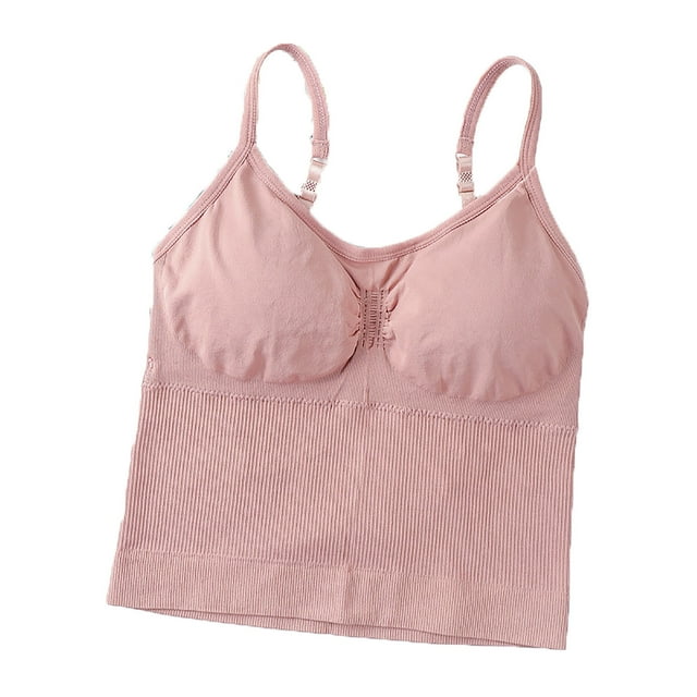 Xfvqtps Débardeurs pour Femmes Rembourrés Bretelles Spaghetti Col Rond Sans Manches Dos Nu Rose