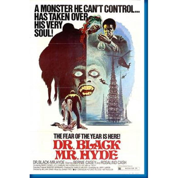 Dr. Black Mr Hyde Movie Poster 16in x 24in 16x24 Multi-Color Square Adults Western Graphic