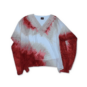 Jm Collection Womens Crochet-Trim Printed Poncho Top, Red Star, XL