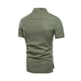 thumbnail image 4 of BXINGOHAI Men's Fashion Henley T-Shirt Short Sleeves Classic Henley Shirt Buttons Crewneck Pullover Top Army Green,2XL, 4 of 4