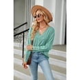 thumbnail image 4 of Anbech Deep V Neck Blouse for Women's Soft Long Sleeve Button Shirts Comfty Loose Fit Casual Sexy Tops, 4 of 7