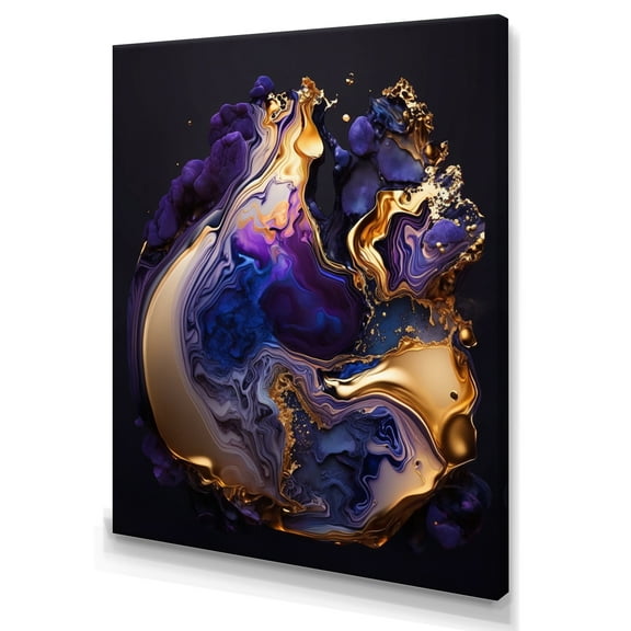 Designart Abstract Marble Geode Purple II Canvas Wall Art