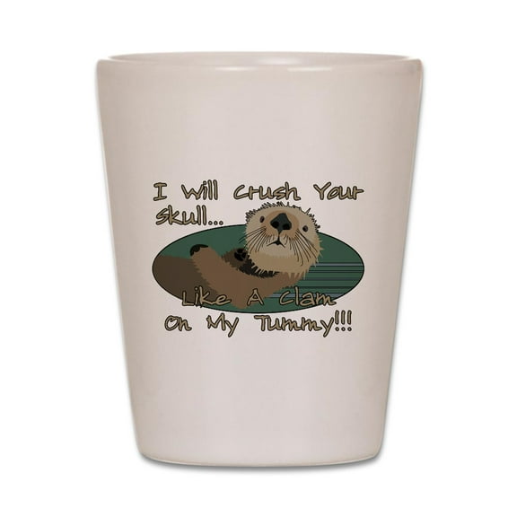 CafePress - Otter Skull Crush - White Shot Glass, Unique and Funny Shot Glass