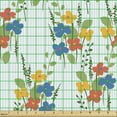 thumbnail image 2 of Floral Fabric by the Yard Upholstery, Fresh Flowers on Simplistic Pastel Stripes, Decorative Fabric for DIY and Home Accents, Multicolor by Ambesonne, 2 of 5