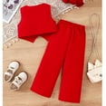 thumbnail image 4 of TOOYOU Girls Summer Outfit Sets Vest Suits 2 Piece Outfit Tuxedo Set For Kids Formal Suit With Vest And Pants Set Girls Playtime Outfits Size 12 -24 Months Red, 4 of 9