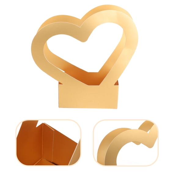 WHAMVOX Heart Shape Flower Box Decorative Heart Flower Bouquet Paper Box Gift Packaging Box with Handle