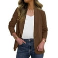 thumbnail image 3 of nerohusy Blazer Style Cardigans for Women Long Sleeve Open Front Cardigans Notch Lapel Casual Work Office Suit Jackets with Fake Pocket Brown,XL, 3 of 8
