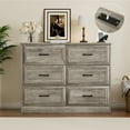thumbnail image 3 of Vabches 6 Drawers Dresser for Bedroom, 32" Tall Wood Chest of Drawers with Charging Station , Grey, 3 of 11
