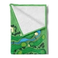 thumbnail image 2 of Golf Soft Flannel Fleece Throw Blanket, Map of a Golf Course Layout with Flags Trees Plants River and Bridges Game Abstract, Cozy Plush for Indoor and Outdoor Use, 50" x 70", Green Blue, by Ambesonne, 2 of 5