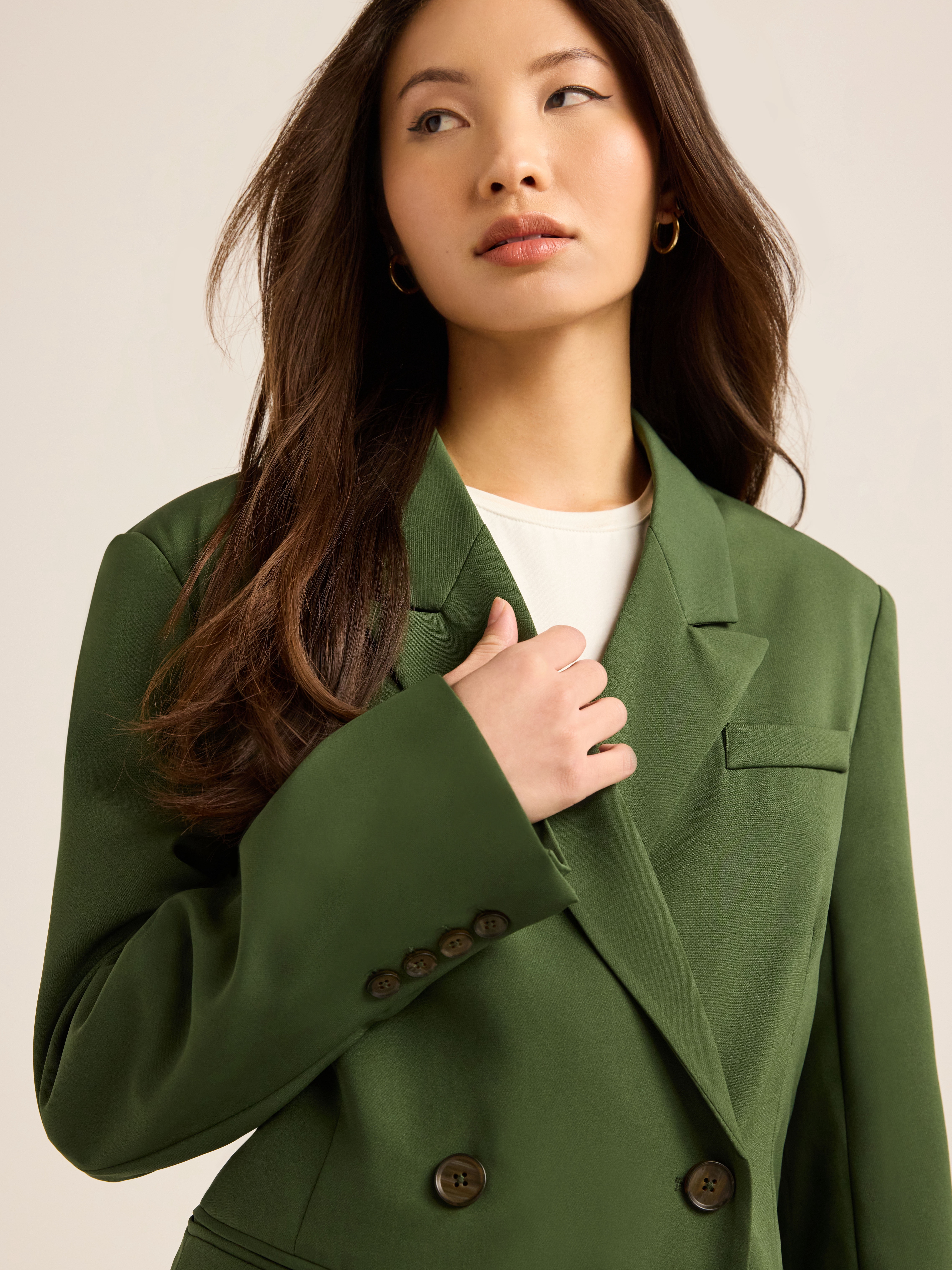 Scoop Women's and Women's Plus Crepe Slouchy Double Breasted Blazer, Sizes XS-4X