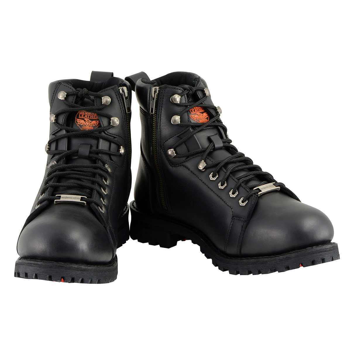 Milwaukee Leather MBM100 Men's Black Leather Lace-Up Motorcycle Boots with Side Zipper 13 - image 2 of 9