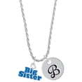 thumbnail image 1 of Delight Jewelry Silvertone Royal Blue ''Big Sister'' with Heart Silvertone Script Initial Disc - B - Charm Necklace, 20"+3", 1 of 4