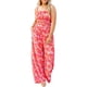 thumbnail image 1 of Conjunto de top corto fruncido sin mangas y pantalones de cintura alta para fiestas o uso diario, mono de pierna ancha con estampado floral rojo, talla M, 1 of 8
