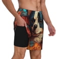 thumbnail image 2 of Gukieu Vintage Colorful Flower French Bulldog Print Men's Double Layer Sports Swim Trunks, Quick Dry Adjustable Waist Swim Shorts Swimwear-X-Large, 2 of 6