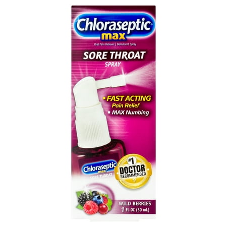 Chloraseptic Max Sore Throat Spray, Wild Berries, 1 FL (Best Sore Throat Medicine For Adults)