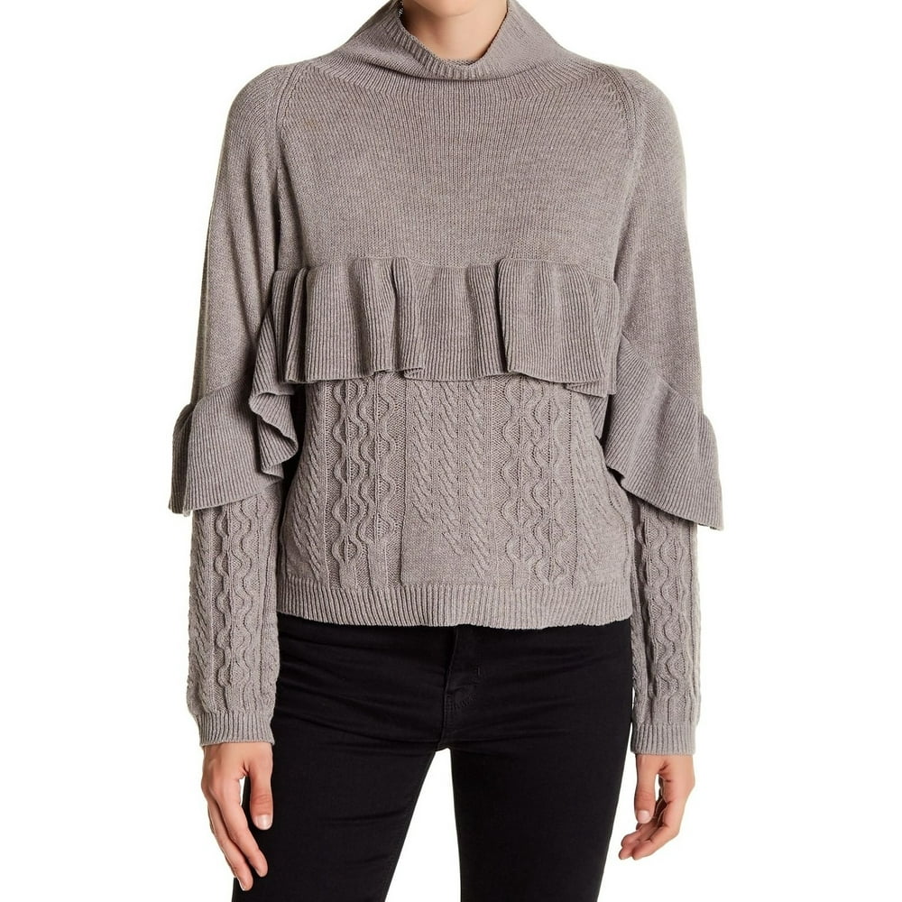 Naadam Project Naadam NEW Gray Womens Size Large L Ruffled Mock Neck 