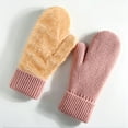 thumbnail image 2 of ZQUUVOU Winter Warm Mittens for Women Men Soft Faux Fur Lined Mittens Elastic Cuff Stretchy Knit Gloves Cold Weather Pink, 2 of 5